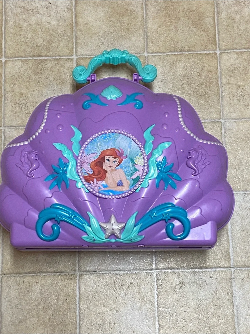 Disney Purple Shell Carry Case with Teal Accents featuring Ariel